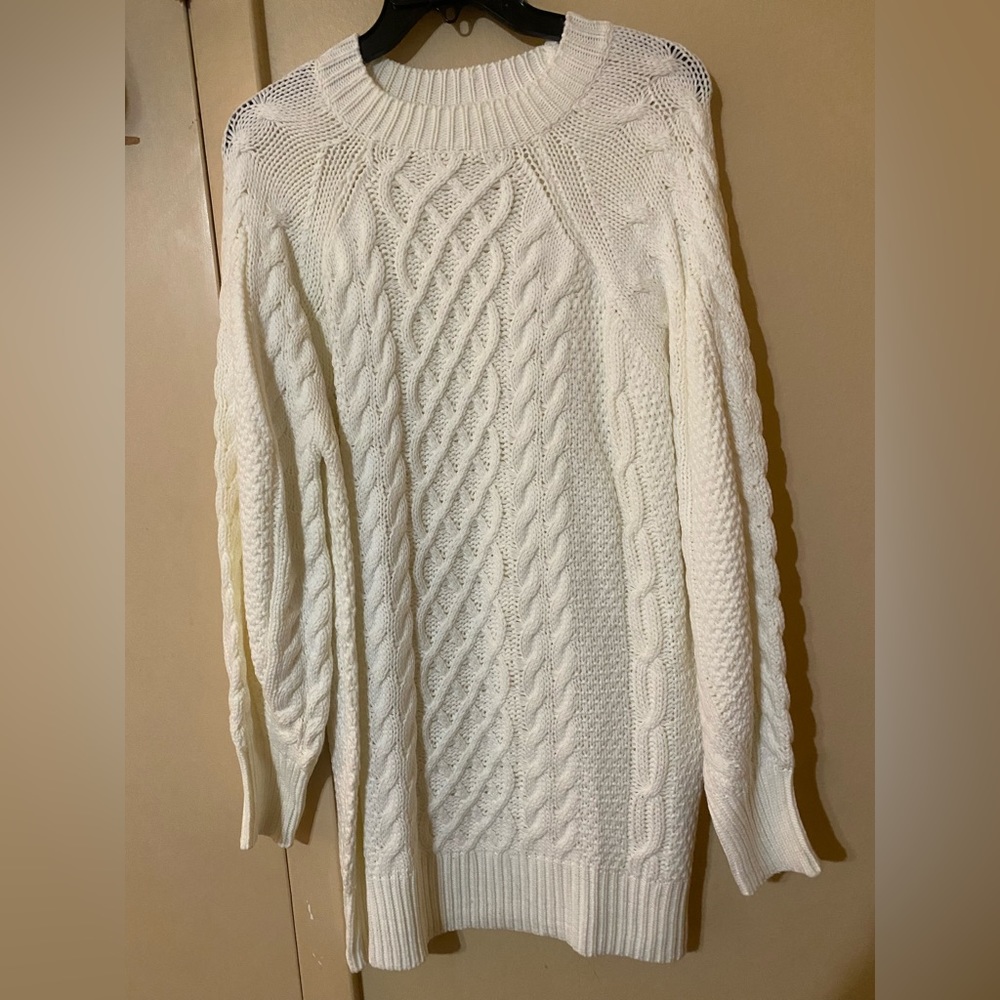Long cable knit sweater